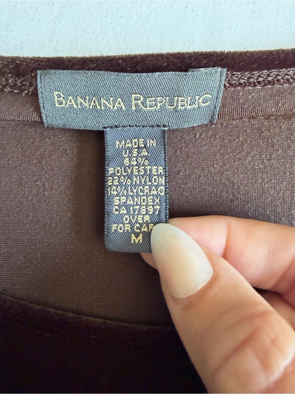 Vintage 90s Banana Republic Chocolate Brown Velvet Top Blouse USA Made Classic - Picture 9 of 13